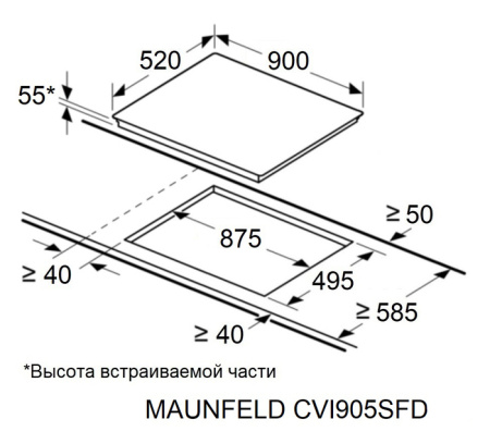 Варочная поверхность индукционная Maunfeld CVI905SFLGR Inverter